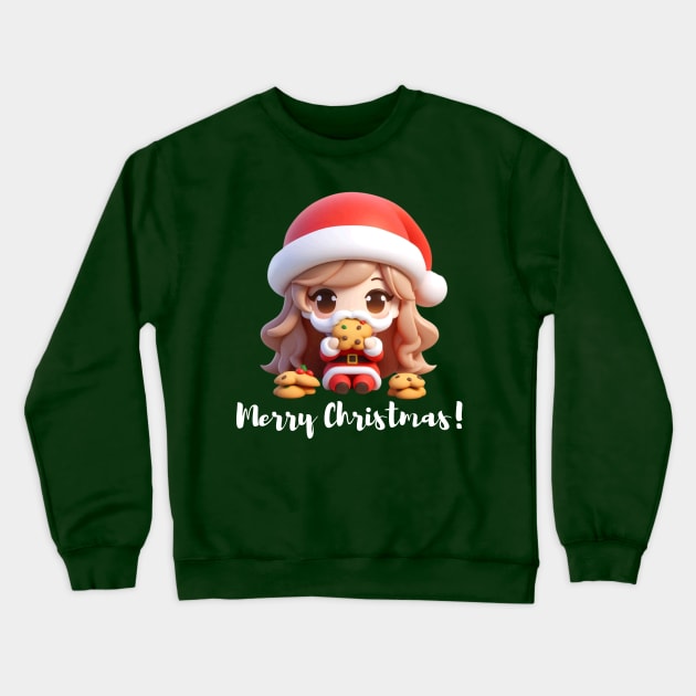 Chibi Kawaii Santa Claus Eating Cookies Crewneck Sweatshirt by Etopix